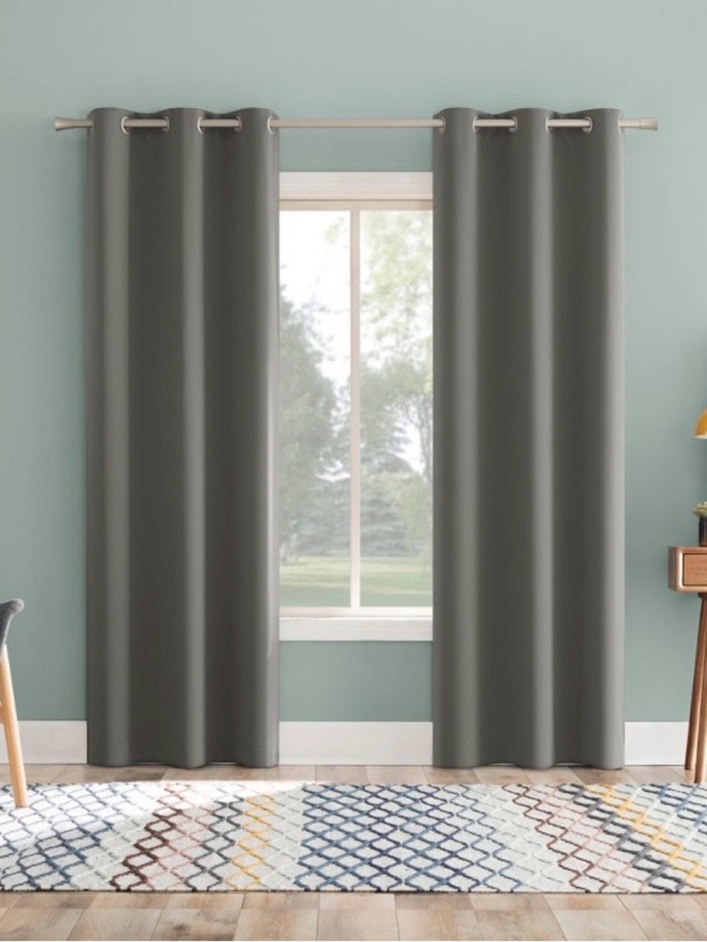 Sun Zero Tedrow Grey Curtain Panel Pair